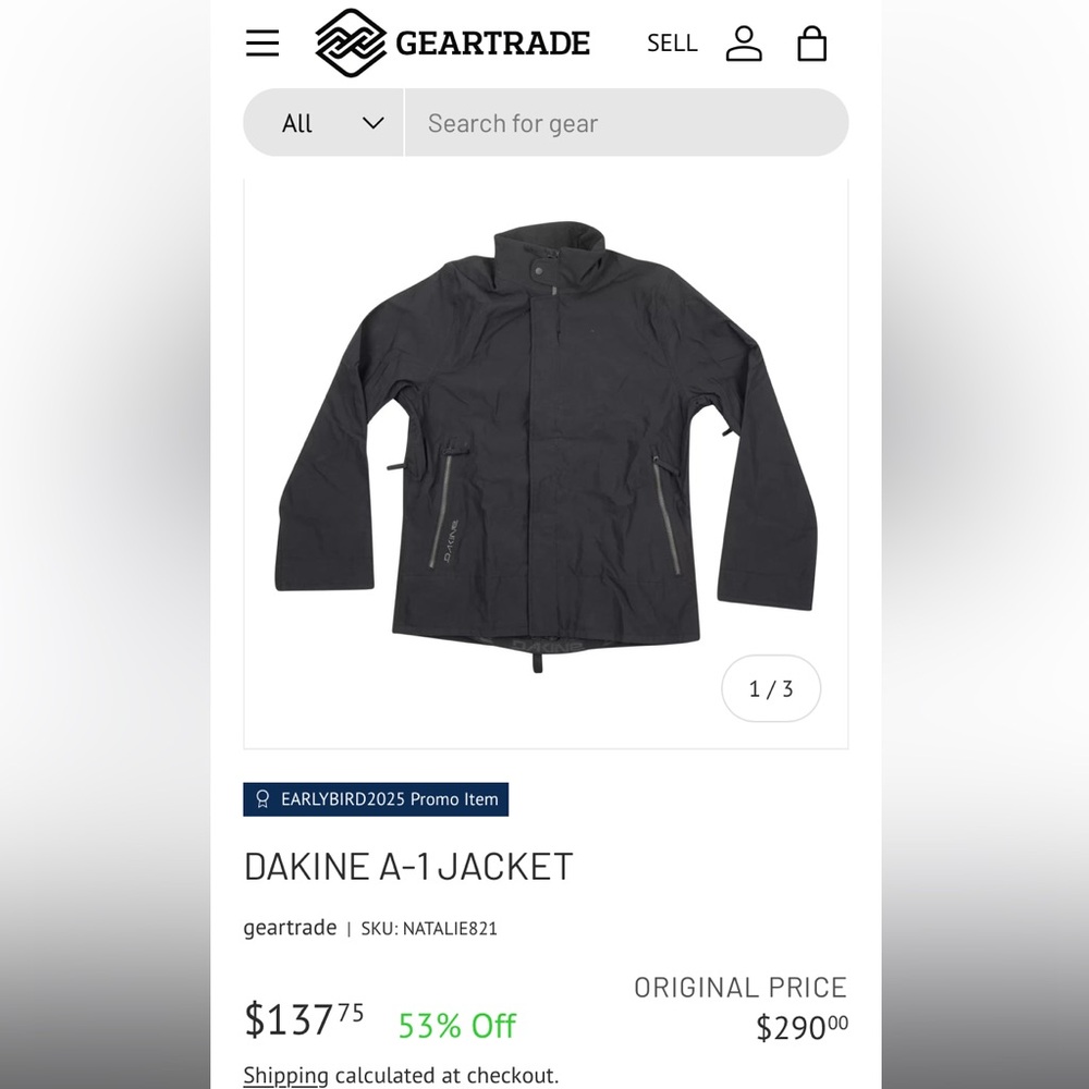 Dakine Navy Jacket NWT MENS SM